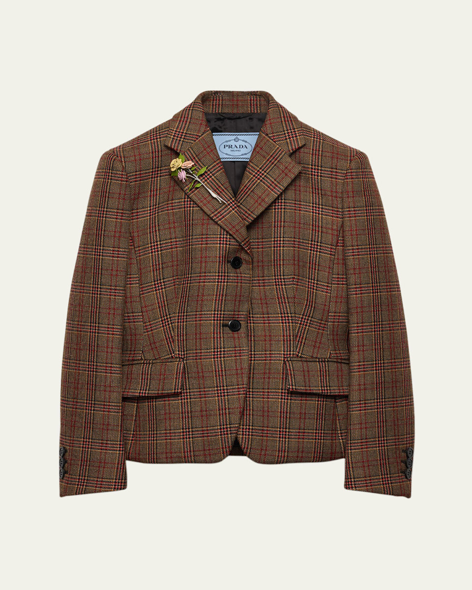 Prince of Wales Check Wool Jacket